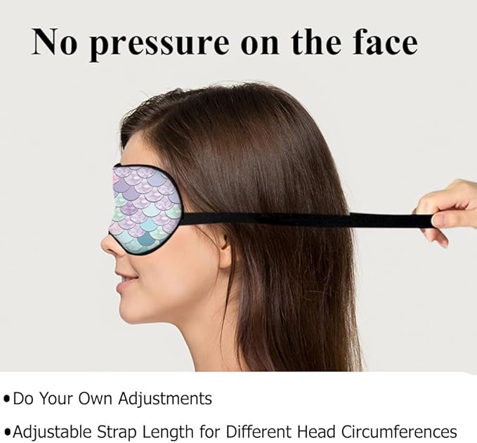 Mermaid Scales Eye Mask Sleeping Mask Pink Purple Blue Green Scales Marine Life Sleep Masks Silky Soft Eye Cover for Women Men Shading Blindfold for Air Travel Sleeping