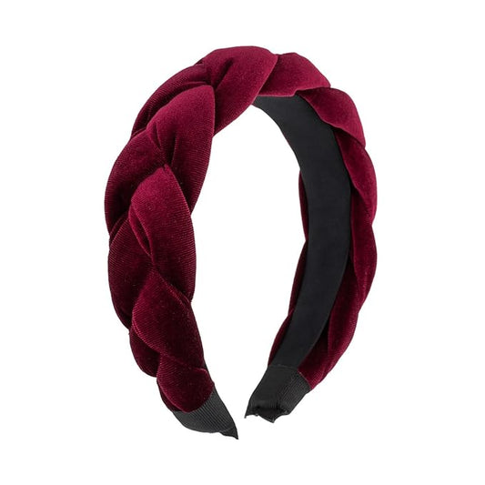 Madison Tyler Thick Headbands for Women | Red Velvet Braided Cute Handmade Makeup Hair Band for Girls Thin Hair | Skincare and Boho Spring Headband for Washing Face