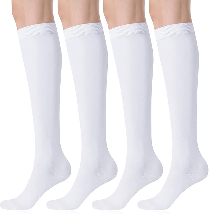 FITRELL Women's Knee High Socks Outdoor Sport Athletic Socks Casual Stripe Tube Socks 1-4 Pack
