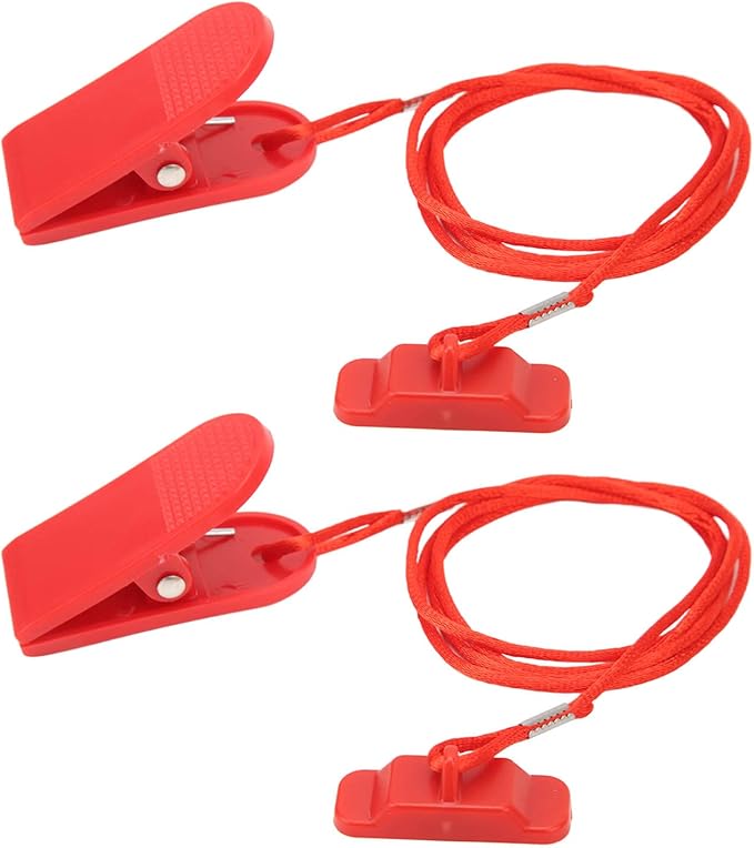 Treadmill Replacement Safety Key, 2PCS Universal Treadmill Magnet Safety Key,Running Machine Protection Key Rectangle Red