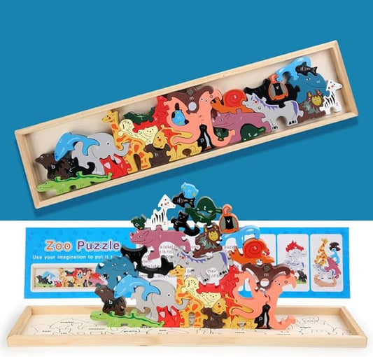 Hot Shot Tools Wooden Alphabet A-Z Puzzles for Toddlers: Jumbo Puzzles Traffic Parade Game for Kids 3-4