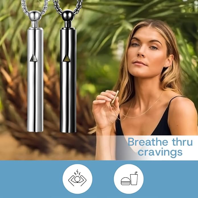Anxiety Breathe Easy Necklace Mindfulness Breathing Necklace Breathlace Stainless Steel Pendant for Natural Calm & Stress Relief