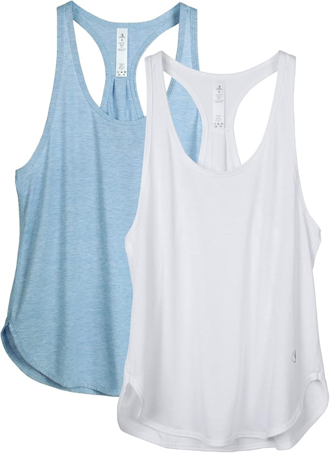 icyzone Women's Racerback Workout Athletic Running Tank Tops Loose Fit (Pack of 2)