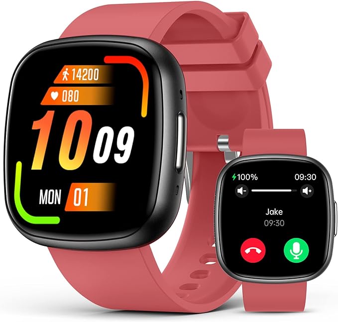 Smart Watches,Blood Oxygen Monitor, 1.72" HD Touch Screen Fitness Watch, Heart Rate Sleep Pressure Monitoring, 100+ Sports Modes, IP68 Waterproof Fitness Tracker, Compatible with Android and iOS,Red