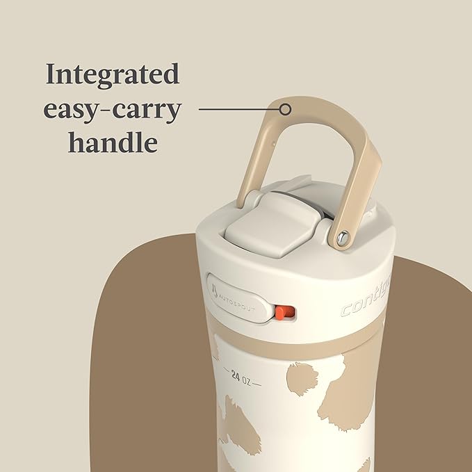 Contigo x Ally Love Jackson Chill 2.0, Stainless Steel, Spill Proof Water Bottle with AutoPop Lid, BPA Free, 24oz, Oatmilk