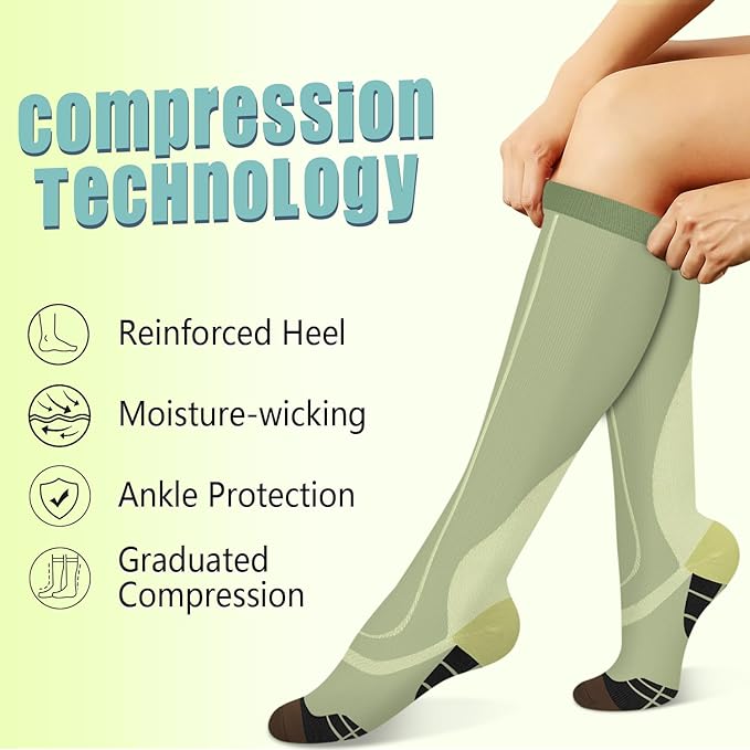 Iseasoo Copper Compression Socks (15-20 mmHg) for Men & Women - Running, Hiking, Cycling, Travel - Improves Circulation