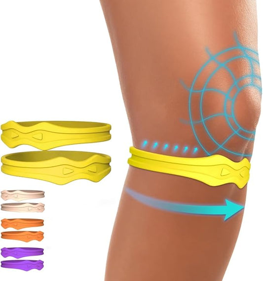 Fitgeno Knee Strap Patella Support: Knee Band for Patellar Tendon Pain Relief - Knee Brace for Tendonitis Jumpers Running Sports Basketball Men Women 2 Packs (Yellow)