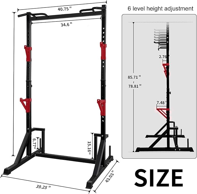 CANPA Multifunction Power Rack with Pull up Bar, Heavy Capacity and Adjustable Squat Stand Rack for Home Gym Equipment, Power Rack Cage