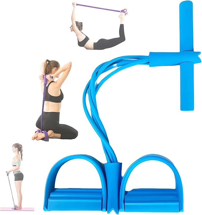 21 Fitness Resistance Bands-4 Tube Pedal Ankle Puller - 2023 New Sit up Leg Stretch Rope Exercise Bands with Handles, Stretching Workout Fitness Bands for Arm Weights Exercise Equipment