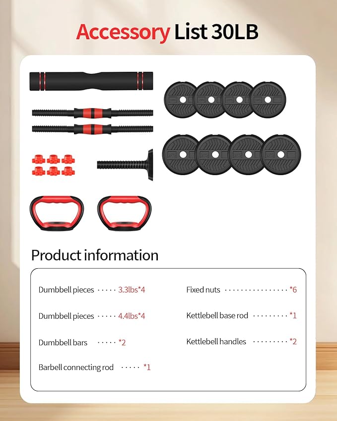 Adjustable Dumbbells,20/30/40/60/80lbs Free Weight Set with Connector, 4 in1 Dumbbells Set Used as Barbell/Kettlebells/Push up Stand, Fitness Workout Equipment for Home Gym for Youth,Women/Men