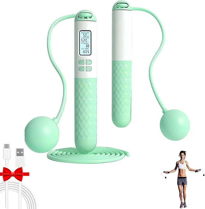 Indicatek Skipping Rope with Counter, Cordless Jump Rope, Smart Weighted Cord with Lcd Display, Adjustable Digital Counting Skipping Tool, Tangle-Free Wireless String for Fitness