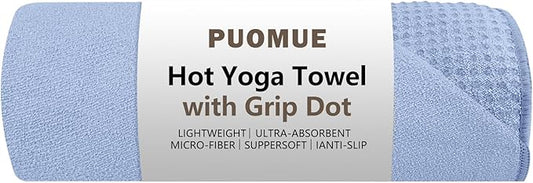 Hot Yoga Towel with Grip Dot, 72" x 24", Absorbent Microfiber Non Slip Yoga Mat Towel for Hot Yoga, Bikram, Pilates, Exercise and Fitness, Blue