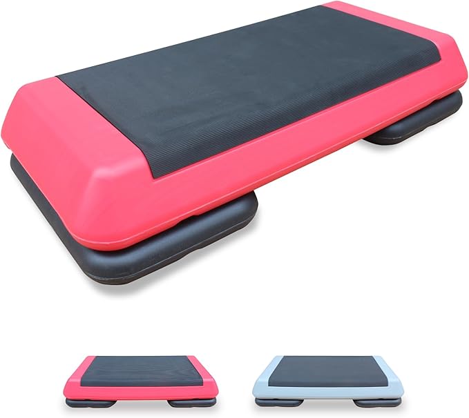 Aerobic Step Platform 30" × 14" Height Adjustable Workout Step for Fitness Strength Training with Risers Exercise Platform for Home Gym