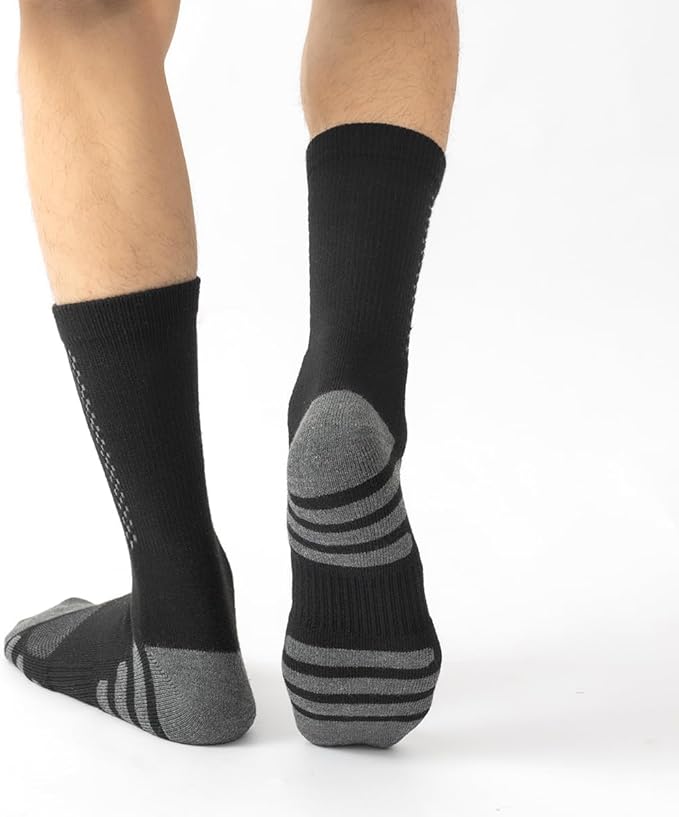 JOYNÉE 8 Pairs Mens Crew Athletic Work Long Socks Calf Cushioned Socks for Sports Running Workout Gym