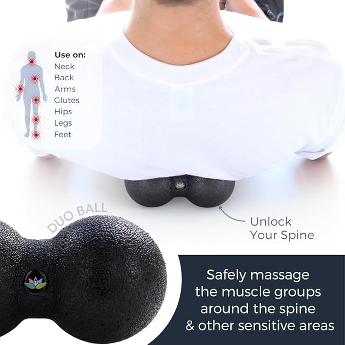 Deep Tissue Massage Ball Set – Set of 4: Lacrosse, Spiky, Peanut and 5” Foam Roller Massager Balls for Muscle Massage, Mobility, Trigger Points and Myofascial Release