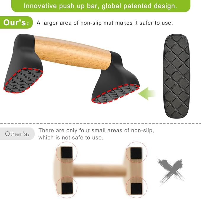 Push Up Bars, Wooden Push Up Handles for Floor, Sturdy Pushup Stands for Men & Women Home Gym Strength Training Equipment Fitness, Wood Pushup Bar Handle Grip, 2 Pack