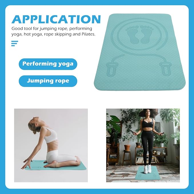 Kisangel Multi-function Non- Tpe Skipping Mat for Household Workout Shock-absorbing Exercise Pad for Boys and Girls Jump Rope Indoor Fitness
