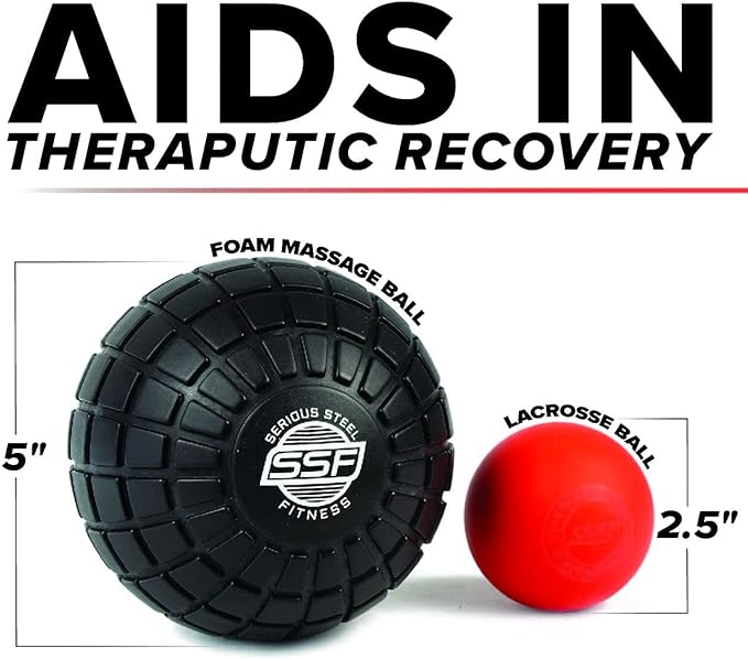 SERIOUS STEEL FITNESS 5" Foam Massage Ball - Deep Tissue Muscle Knot Release Tool - Back, Legs, Shoulders, and More (5" Inch Black Massage Ball)