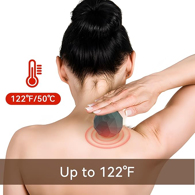 Vibrating Massage Ball with Heat - Portable Physical Therapy for Muscle Relief Up to 120 ℉ Heating Temperature for Myofascial Release and Trigger Point Treatment Mini Size Massage Ball