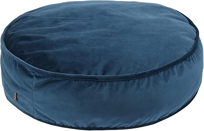 Round Floor Pillow Cover Velvet Throw Seating Pouf Yoga Meditation Cushion Plush Case Reading Room Decor Cover Only (25.6IN, Dark Blue)