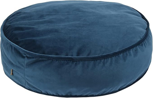 Round Floor Pillow Cover Velvet Throw Seating Pouf Yoga Meditation Cushion Plush Case Reading Room Decor Cover Only (25.6IN, Dark Blue)