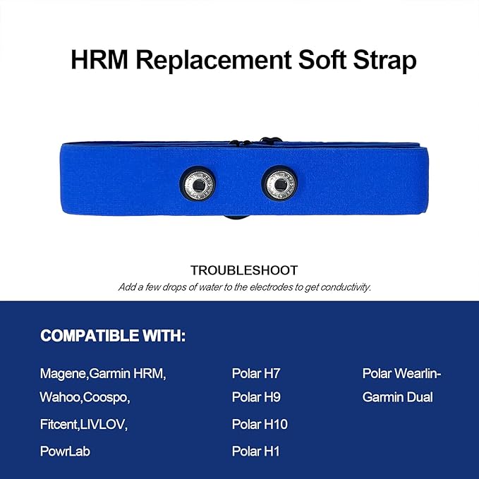 Comfortable Heart Rate Chest Replacement Strap for Polar H10 H9 Garmin Wahoo Coospo PowrLab Fitcent Magene MOOFIT IGPSPORT
