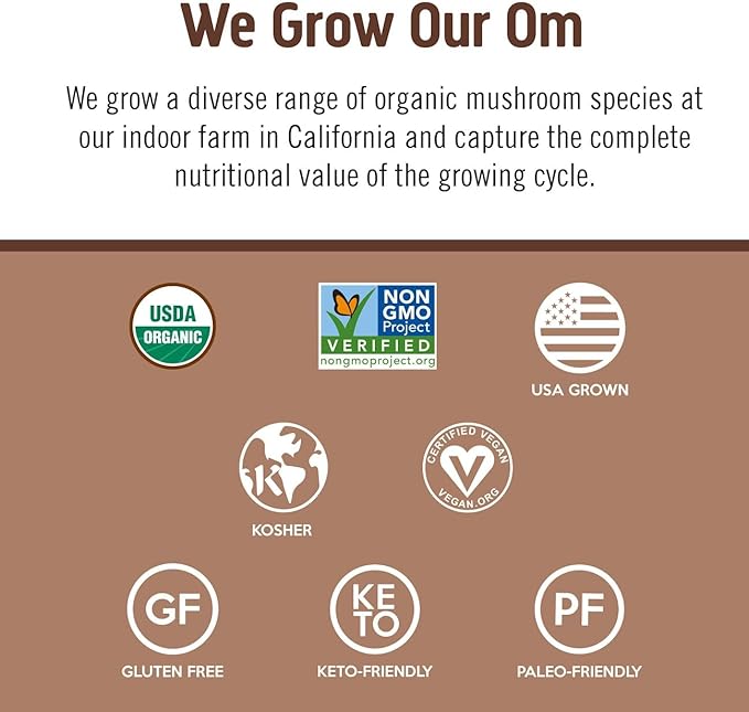 OM MUSHROOM SUPERFOOD Master Blend Mushrooms & Adaptogens, Creamy Chocolate Plant Protein, Single Serve, 10 Count, 10 Mushroom Complex, Lion's Mane, Ashwagandha, Stress Relief, GLP-1 Support