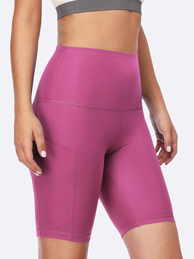 CADMUS Women's High Waist Spandex Yoga Shorts for Bike Running Two Side Pockets