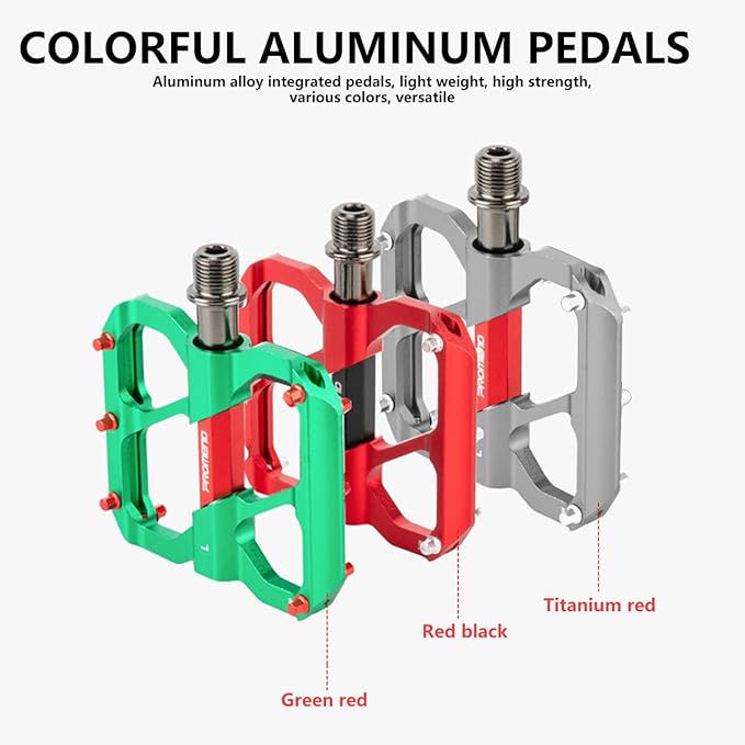Bike Pedals - 3 Bearings Alloy Platform, Non-Slip 9/16" MTB Cycling Pedals (Durable Lightweight Design)