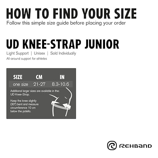 Rehband patella knee strap children, patella support band junior, pressure pad patella for runners knee and patella tip syndrome relieves pain, Colour:Black, Size:One Size