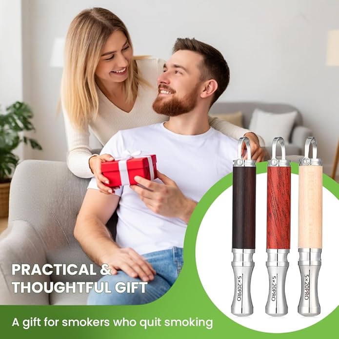 Breathing Necklace to Quit Smoking, Wood Breathing Necklace for Anxiety, Stress Relief, Stop Smoking, Includes Replaceable Unscented Cotton Filters