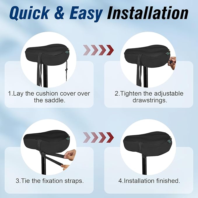 Zacro Bike Seat Cushion - Gel Padded Bike Seat Cover for Men Women Comfort, Extra Soft Exercise Bicycle Seat Compatible with Peloton, Outdoor & Indoor Bike Saddles