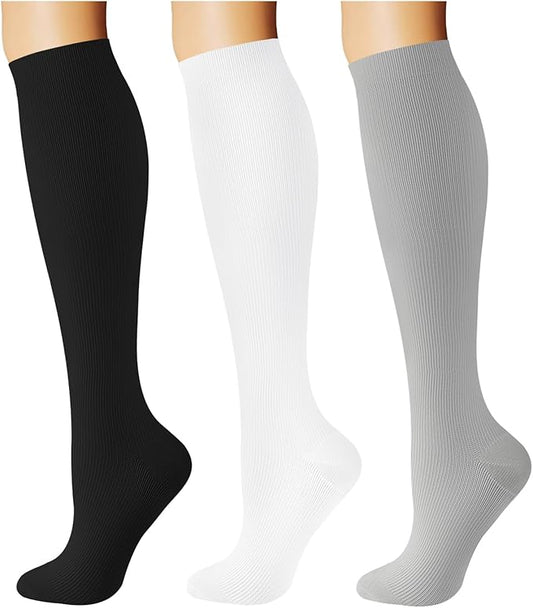 Breslatte Compression Socks for Women Men 10-14 mmHg Circulation Knee High Athletic Support Socks Running Travel Daily