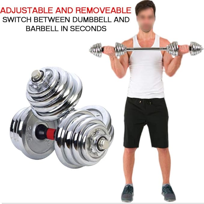 Cast Iron Adjustable Dumbbell Barbell Set (110LB/66LB/44LB), Weight with Connecting Rod 2 in 1 Home Body Workout Exercise Equipment for Men and Woman…