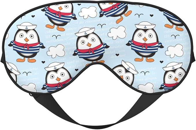 Sleep Eye Mask Little Sailor Penguin Sleep Mask for Women Men Comfortable Eye Mask with Adjustable Strap Soft Eye Cover Blindfold for Travel Yoga Nap Shift Work