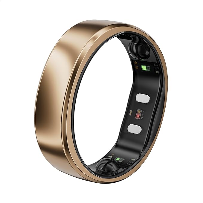 RingConn Gen 2 Air, Ultra-Thin AI Smart Ring, 10-Day Battery Life, Fitness/Sleep/Stress/HR Tracker for Women&Men, No App Fee for Standard Features, iOS & Android Compatible (Size 9, Dune Gold)