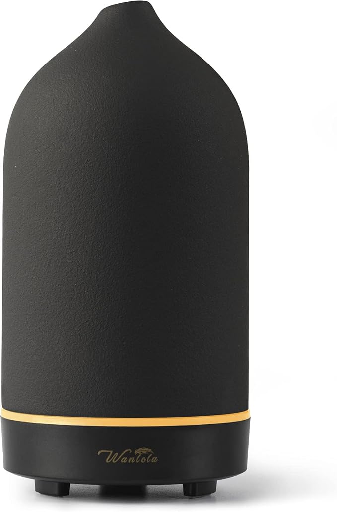 Wanlola Essential Oil Diffuser,120ml Aromatherapy Ceramic Diffusers with Auto Shut Off Function for Home Office Room(Black)