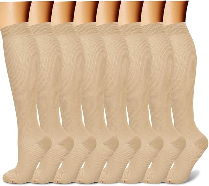 CHARMKING Compression Socks for Women & Men Circulation (8 Pairs) 15-20 mmHg is Best Support for Athletic Running,Hiking
