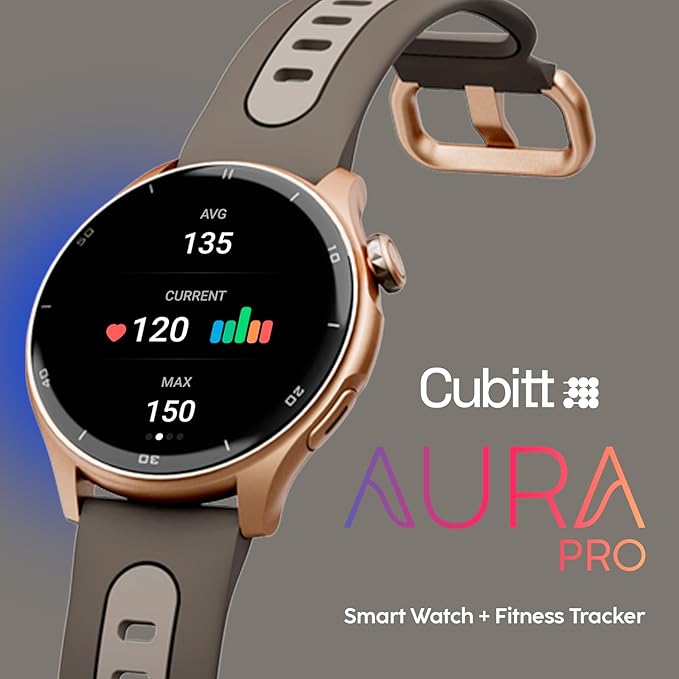 Cubitt Aura Pro Smartwatch/Fitness Tracker with 1.43" Touch AMOLED Screen, Bluetooth Call, Built in GPS, 60+ Sports, Blood Oxygen, Heart Rate, Stress/Sleep Monitor, Waterproof, Step Counter, Compass