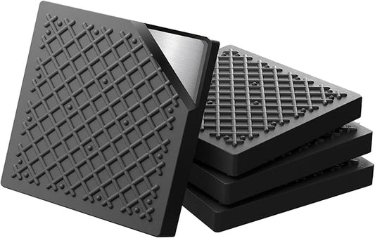 Exercise Equipment Mat 5.11x5.11x0.55in 4pcs, Heavy Duty Thick Steel Embedded Rubber Mat, Anti Slip/Noise Reduction/Vibration Resistance, Treadmills Equipment Pads, Used for Carpets, Wooden Floors