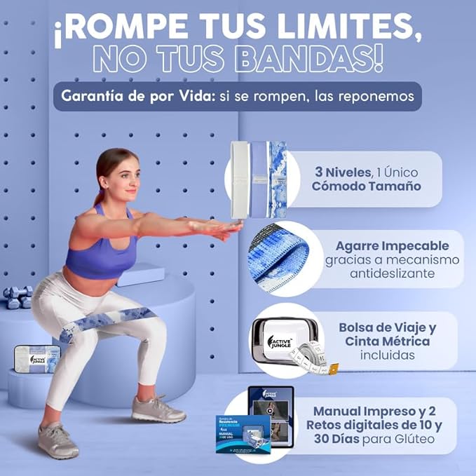 Premium Fabric Resistance Bands for Glutes & Legs – Set of 3 | Non-Slip, Elastic, Durable, Includes Travel Bag, Workout Guide & Digital Challenges