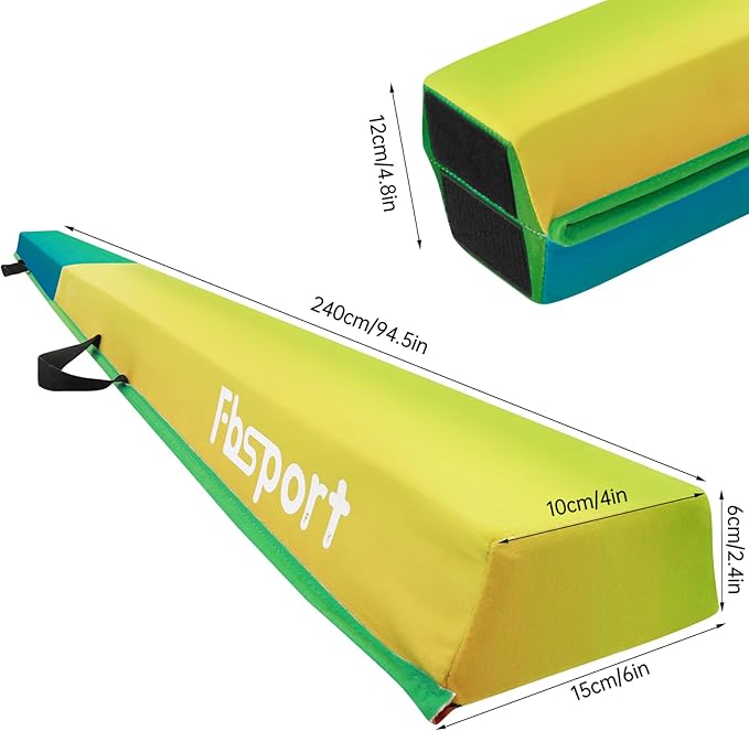 FBSPORT 8ft/6ft Balance Beam: Folding Floor Gymnastics Equipment for Kids Adults,Non Slip Rubber Base, Gymnastics Beam for Training, Practice, Physical Therapy and Professional Home Training