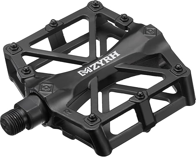 KEMIMOTO Mountain Bike Pedals MTB Bicycle Flat Pedals, 9/16'' CNC Aluminum Durable Sealed Bearings for Most Bikes BMX MTB Enduro Downhill Trail (Two Pack) (Black)