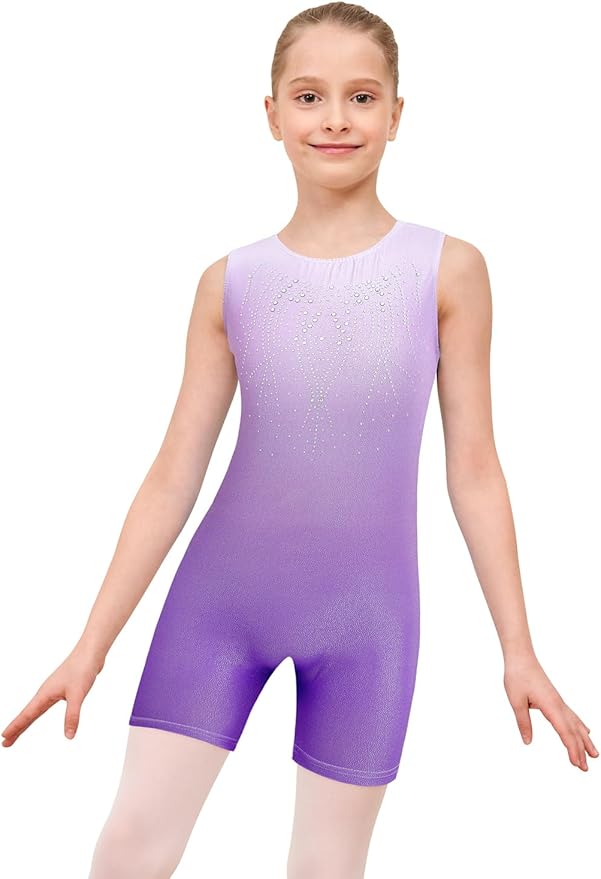EQSJIU Leotards for Girls Gymnastics Sleeveless Sparkly Toddler Tumbling Outfits Dance Clothes Biketards for Kids 1-10 Years