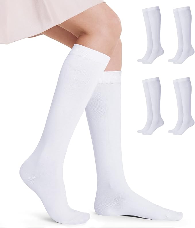 FITRELL Women's Knee High Socks Outdoor Sport Athletic Socks Casual Stripe Tube Socks 1-4 Pack