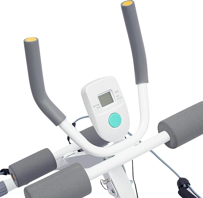 Ab Workout Equipment, Foldable Core Abs Exercise Machine Adjustable Ab Machine Full Body Workout with Resistance Bands & LCD Display for Home Gym