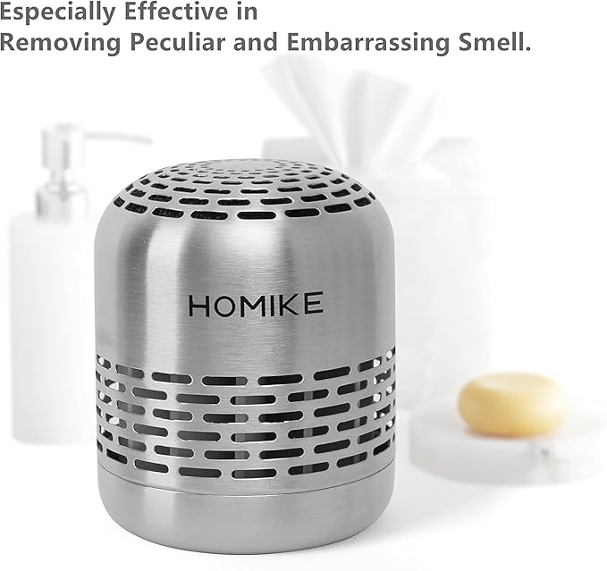 HOMIKE Refrigerator Deodorizer, Odor Eliminator,Last up to 10 Years for Car,Closet,Shoes Cabinet,Fridge and Freezer,Outperforms Baking Soda and Activated Carbon(Stainless Steel)
