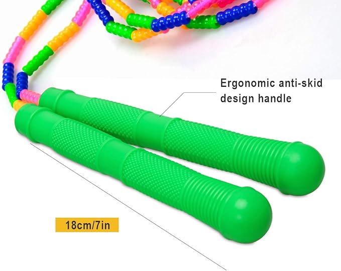 Coolrunner 16 FT Long Jump Rope(2 PACK), Double Dutch Jump Ropes, Soft Beaded Skipping for Kids Adults, Plastic Segmented Long Enough for 4-5 Jumpers