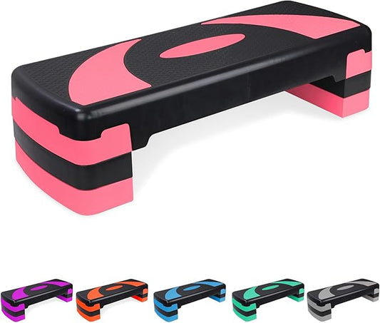 Exercise Workout Aerobic Step Platform Trainer, 31" Aerobic Stepper with 4"-6"-8" Adjustable Height Risers