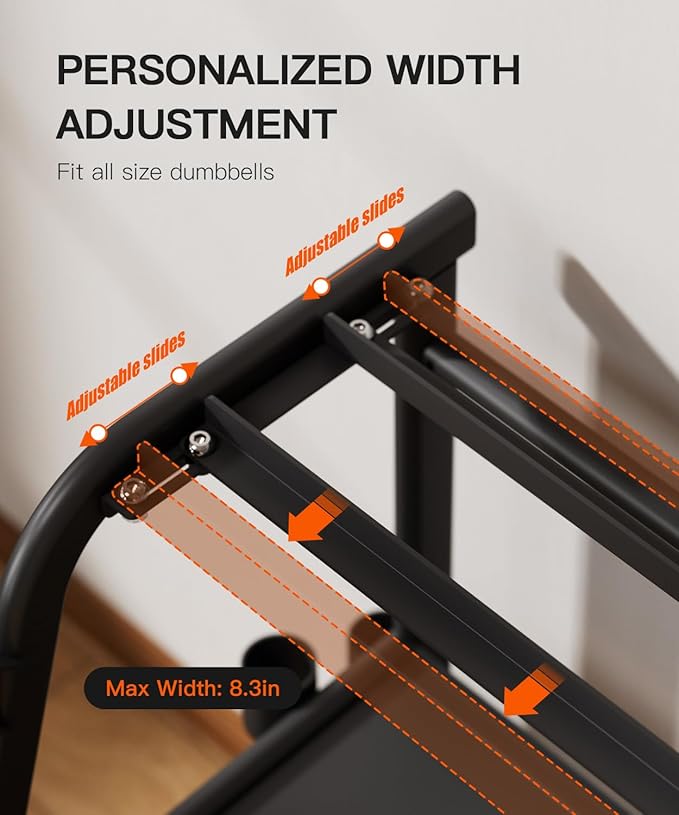 3-Tier Dumbbell Rack Stand Only - 700LB Heavy Duty Weight Storage Organizer with Thickened Steel Tube, Adjustable Weight Stand for Dumbbells, Barbells, Kettlebells, Black/Beige